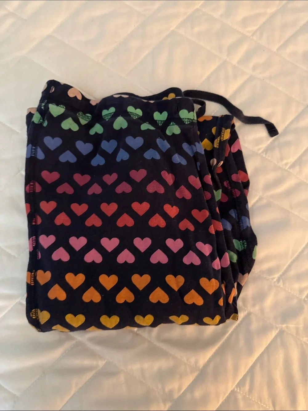 Girls and Women’s Long Sleeve Rainbow Heart Pajamas - Navy